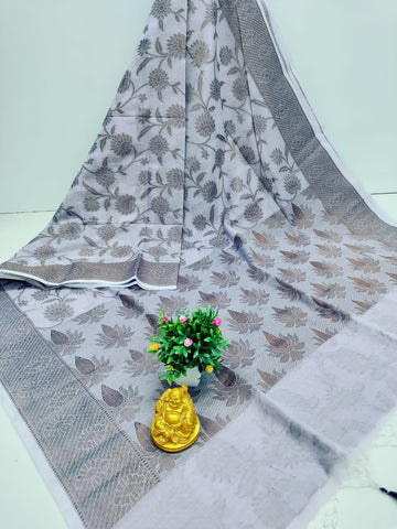 Elegant Fancy Cotton Saree with All-Over Thread Self Design