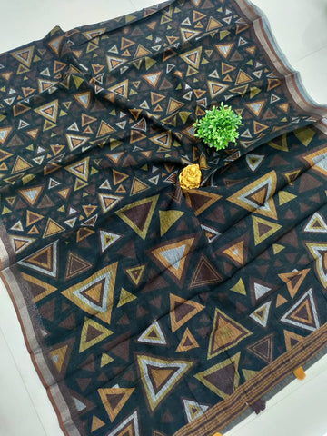 👑 Kerala Queen – Exclusive Fancy Hand Printed Saree 🌸