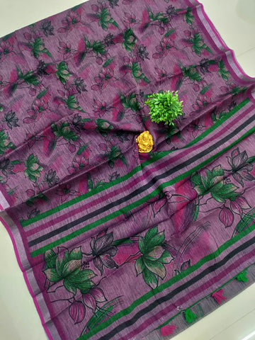 👑 Kerala Queen – Exclusive Fancy Hand Printed Saree 🌸
