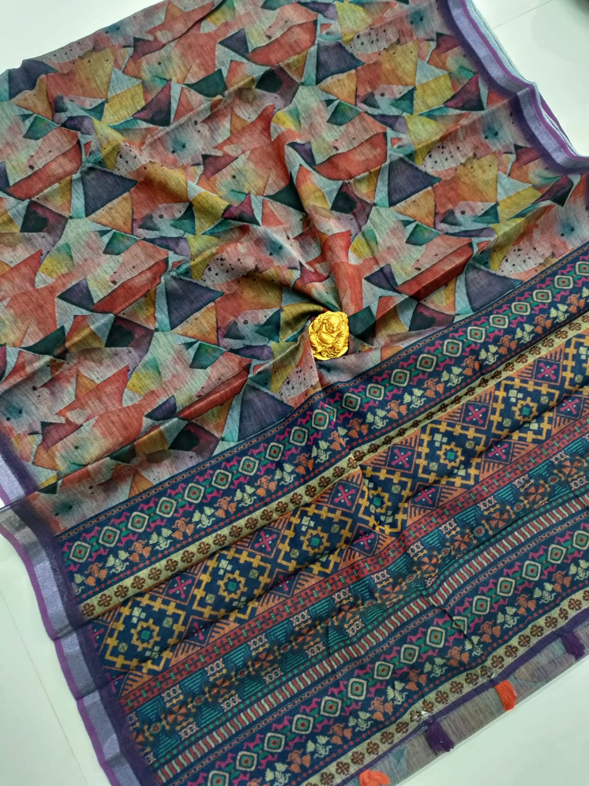 👑 Kerala Queen – Exclusive Fancy Hand Printed Saree 🌸