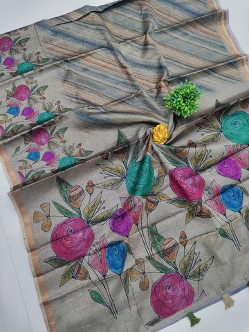 👑 Kerala Queen – Exclusive Fancy Hand Printed Saree 🌸