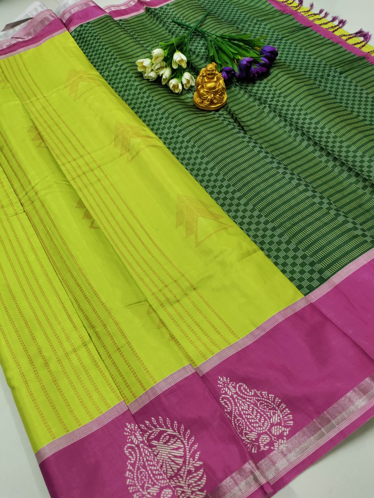 Premium Treasure Box Silk Saree – Pista Green ✨