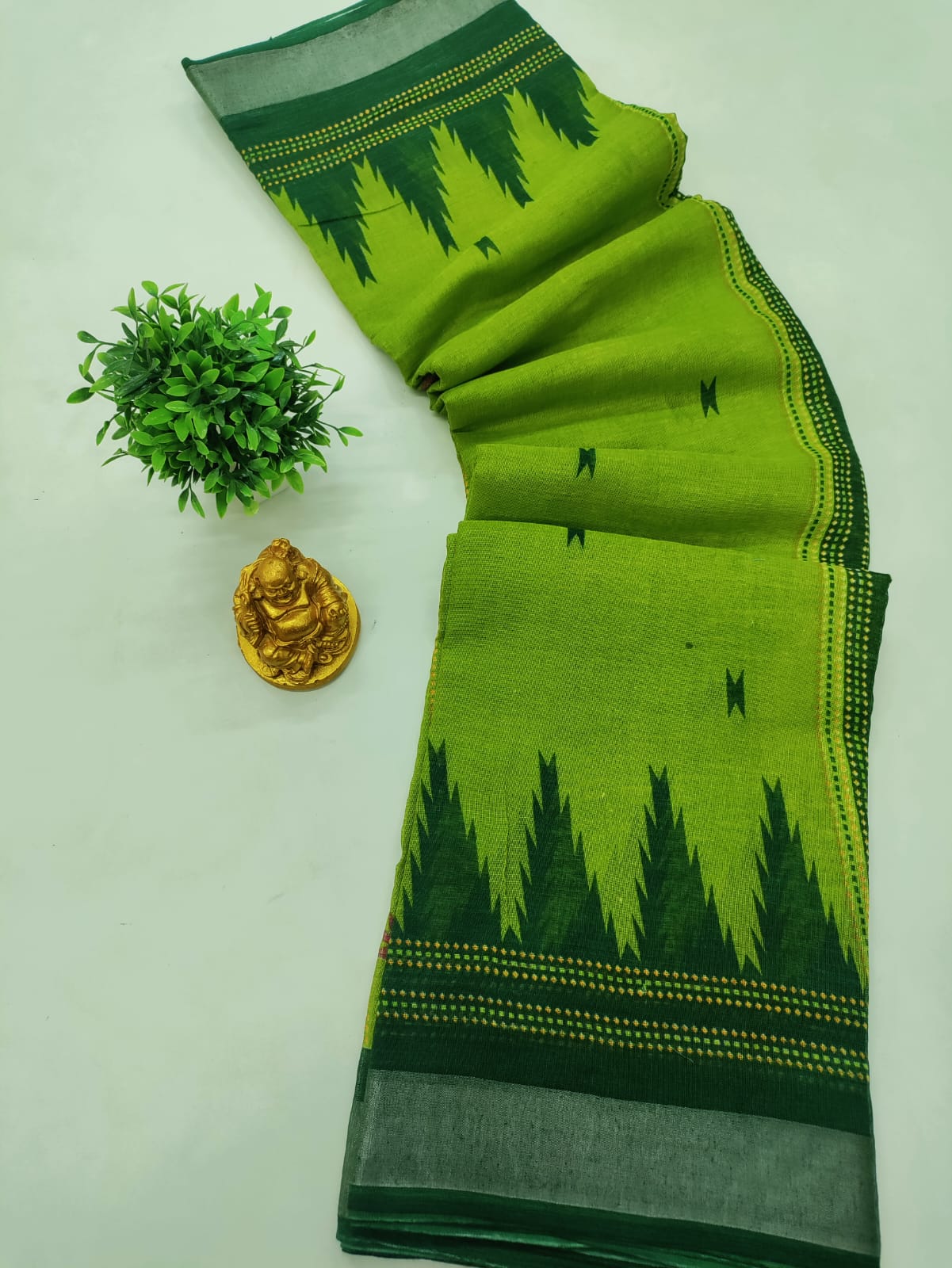 🌿 MEHANDHI TOWER LINEN COTTON SAREE 🌿