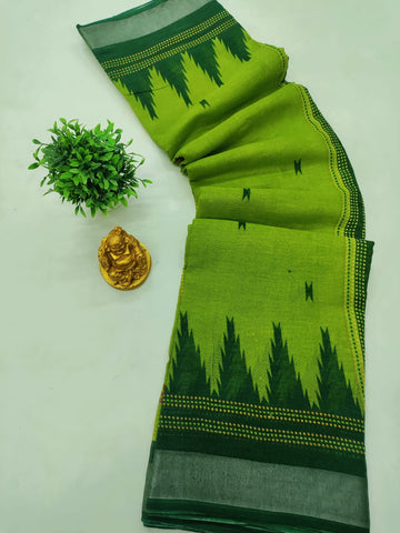 🌿 MEHANDHI TOWER LINEN COTTON SAREE 🌿