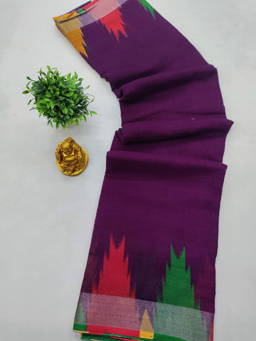🧡 NAGAPALAM TOWER LINEN COTTON SAREE 🧡