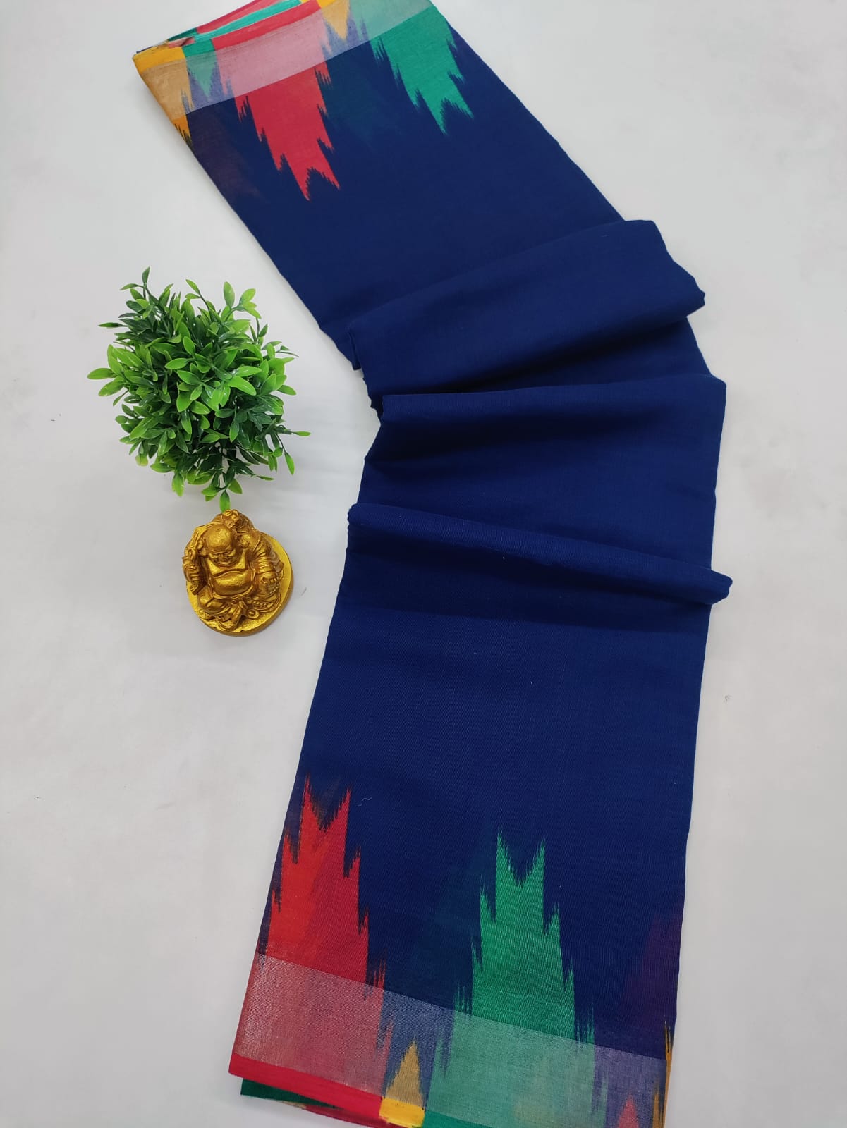 🔵 NAVY BLUE TOWER LINEN COTTON SAREE 🔵