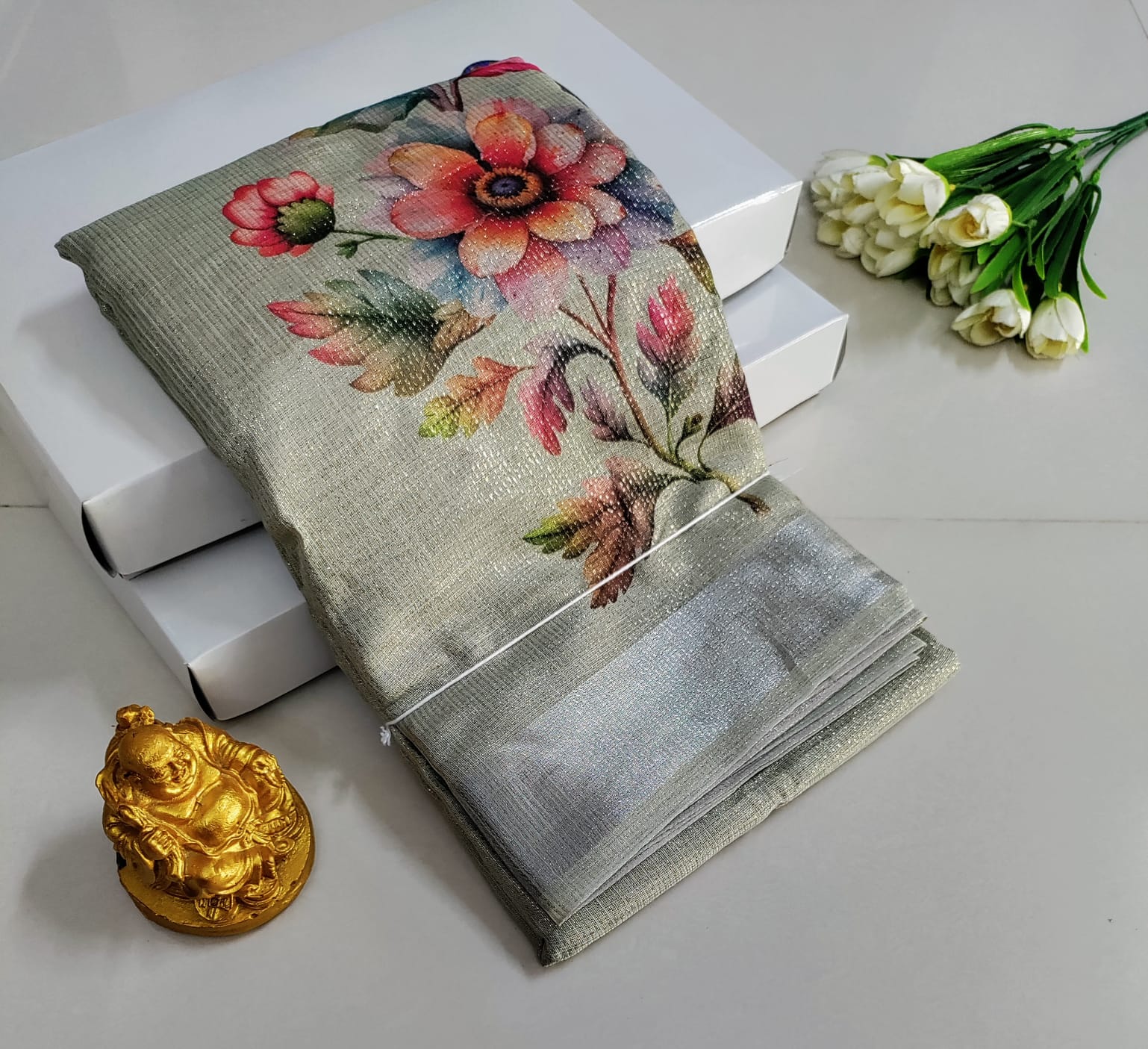 Premium Floral Printed Silk Saree