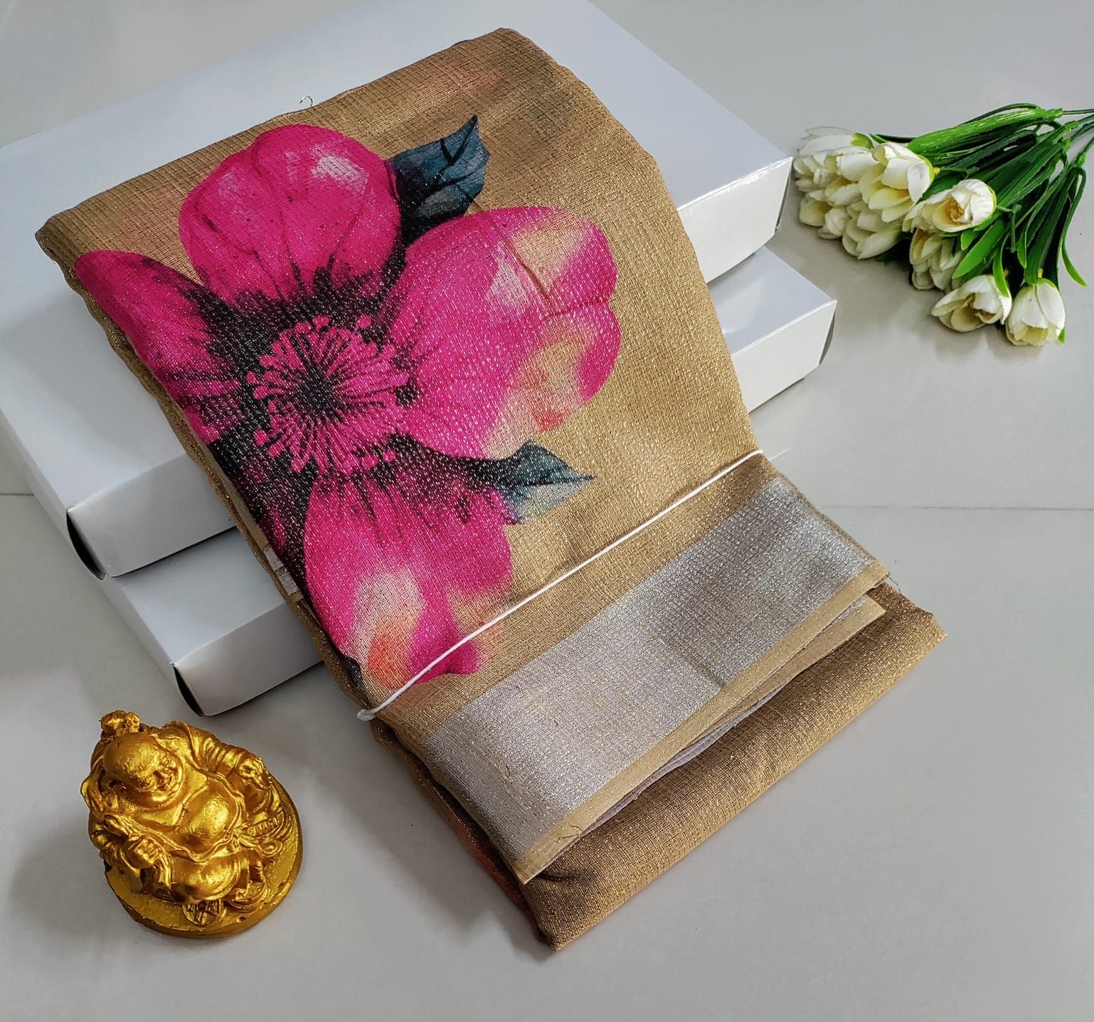 Premium Floral Printed Silk Saree