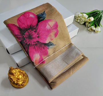 Premium Floral Printed Silk Saree