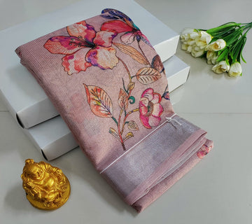 Premium Floral Printed Silk Saree