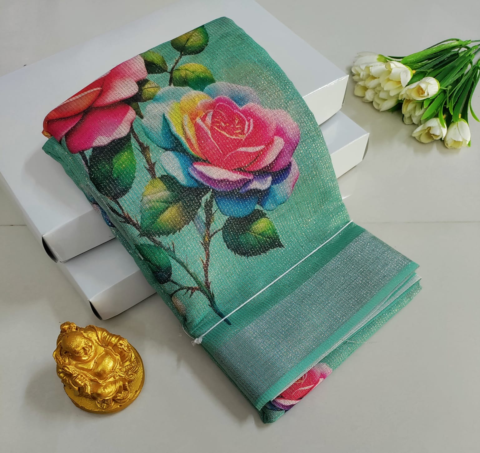 Premium Floral Printed Silk Saree