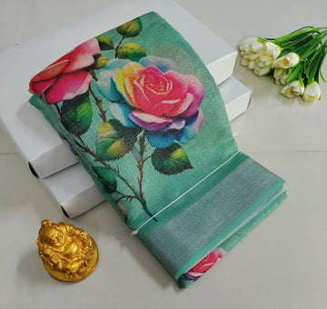 Premium Floral Printed Silk Saree