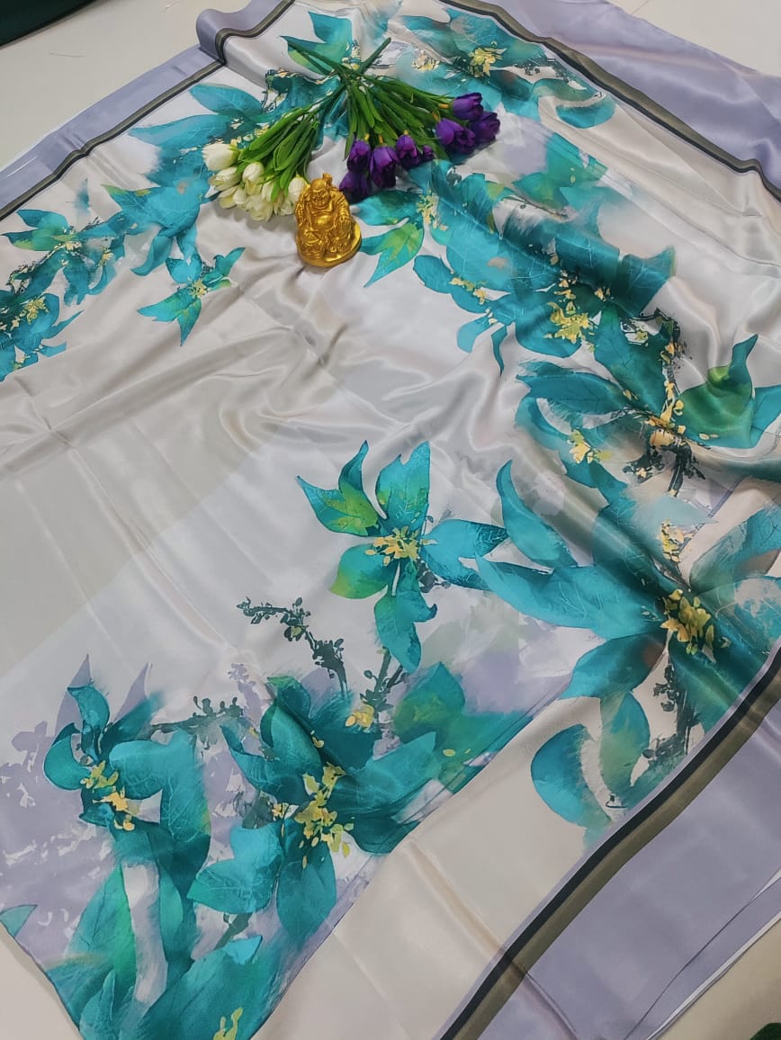Premium Digital Floral Print Silk Saree