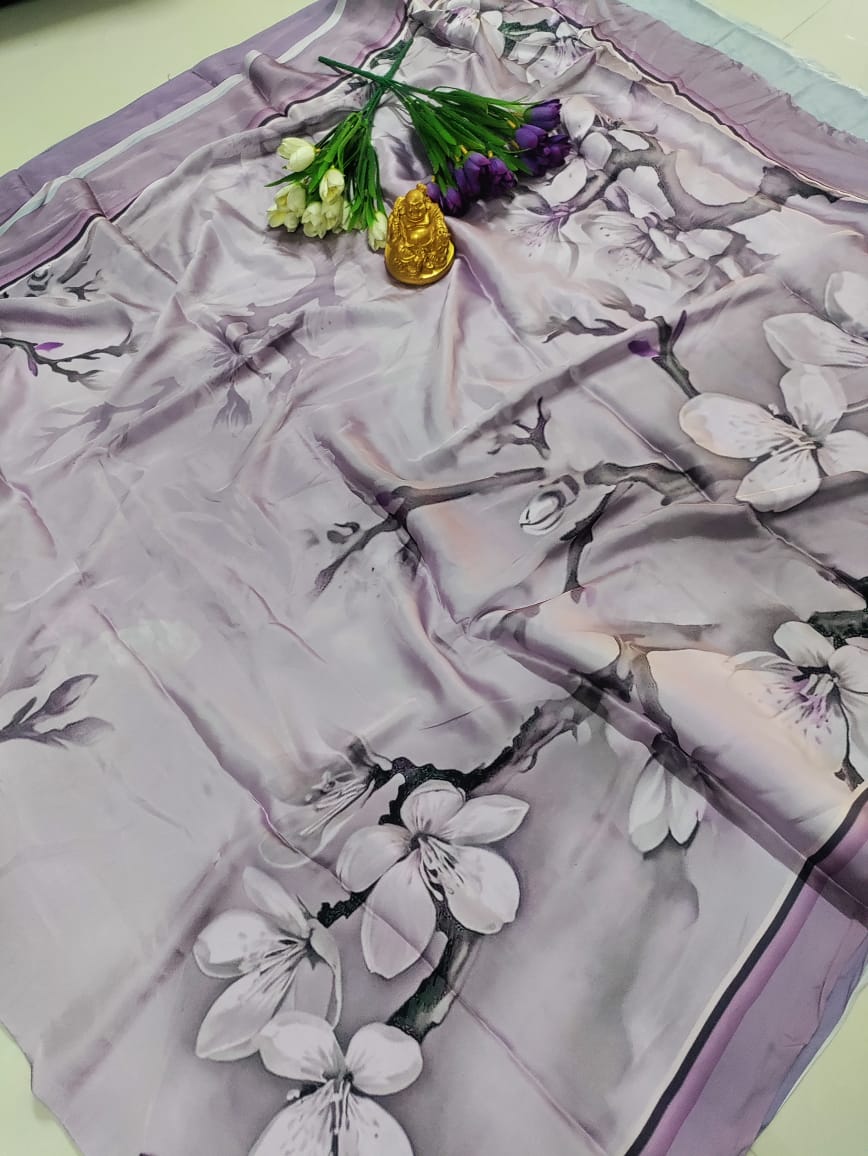 Premium Digital Floral Print Silk Saree