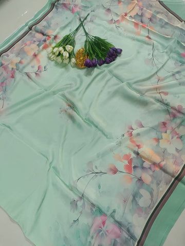 Premium Digital Floral Print Silk Saree
