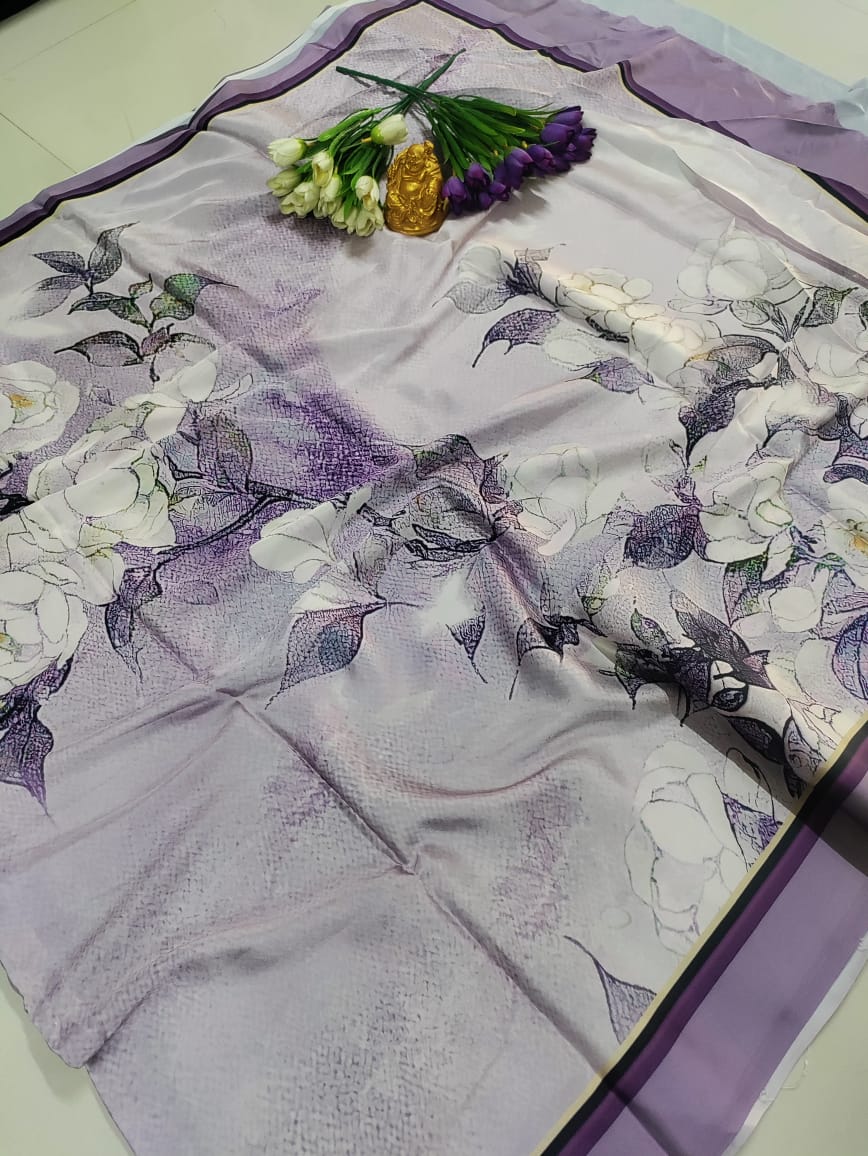 Premium Digital Floral Print Silk Saree