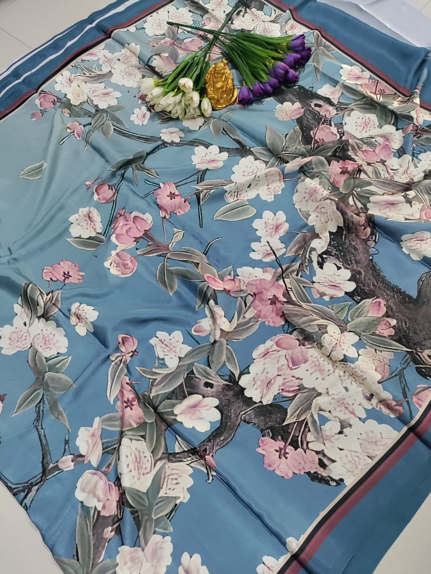 Premium Digital Floral Print Silk Saree