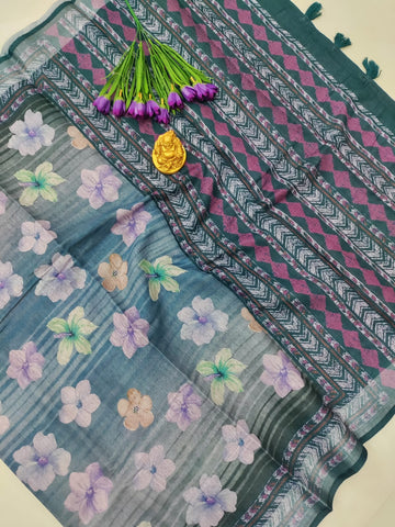 Premium Fancy Digital Floral Saree
