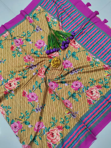 Premium Fancy Digital Floral Saree