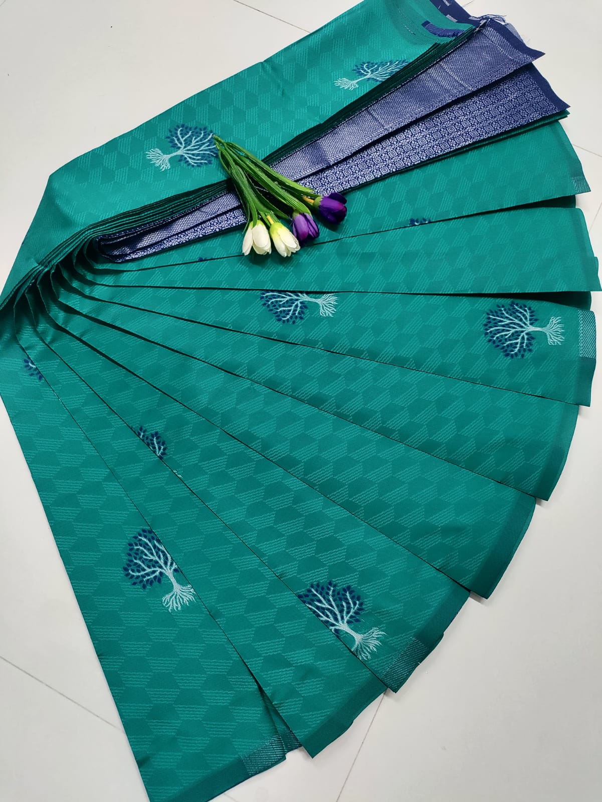 Elegant Teal Blue Soft Silk Saree