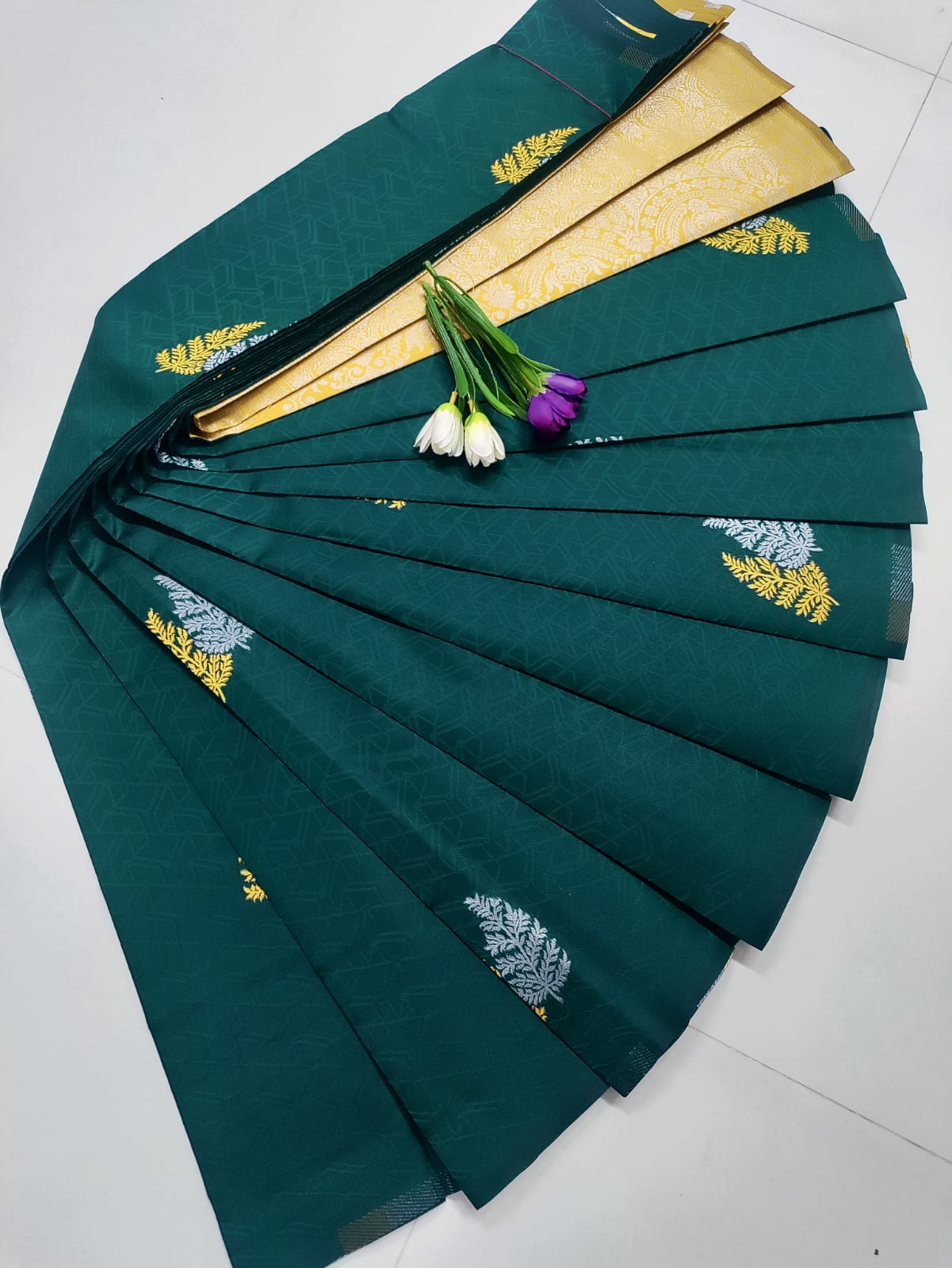 Bottle Green Soft Silk Saree