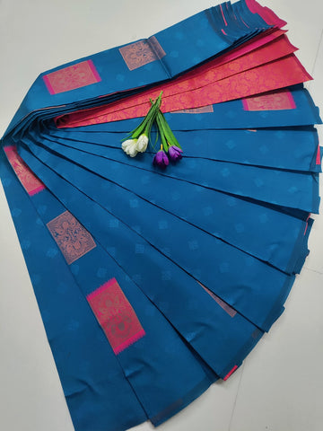 Peacock Blue Soft Silk Saree