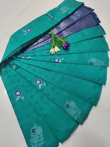 Teal Green Soft Silk Saree