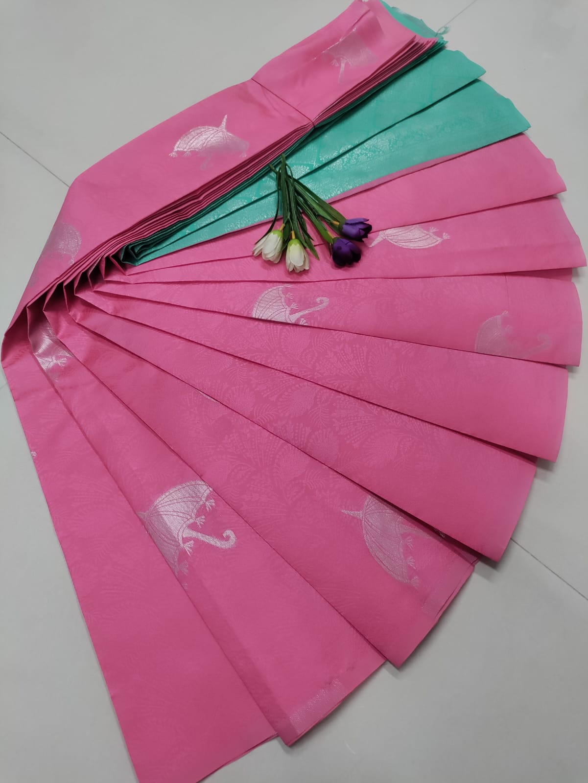 Peach Pink Soft Silk Saree