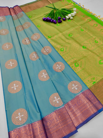 Royal Meena Soft Silk Saree with Dual Tone Contrast Pallu