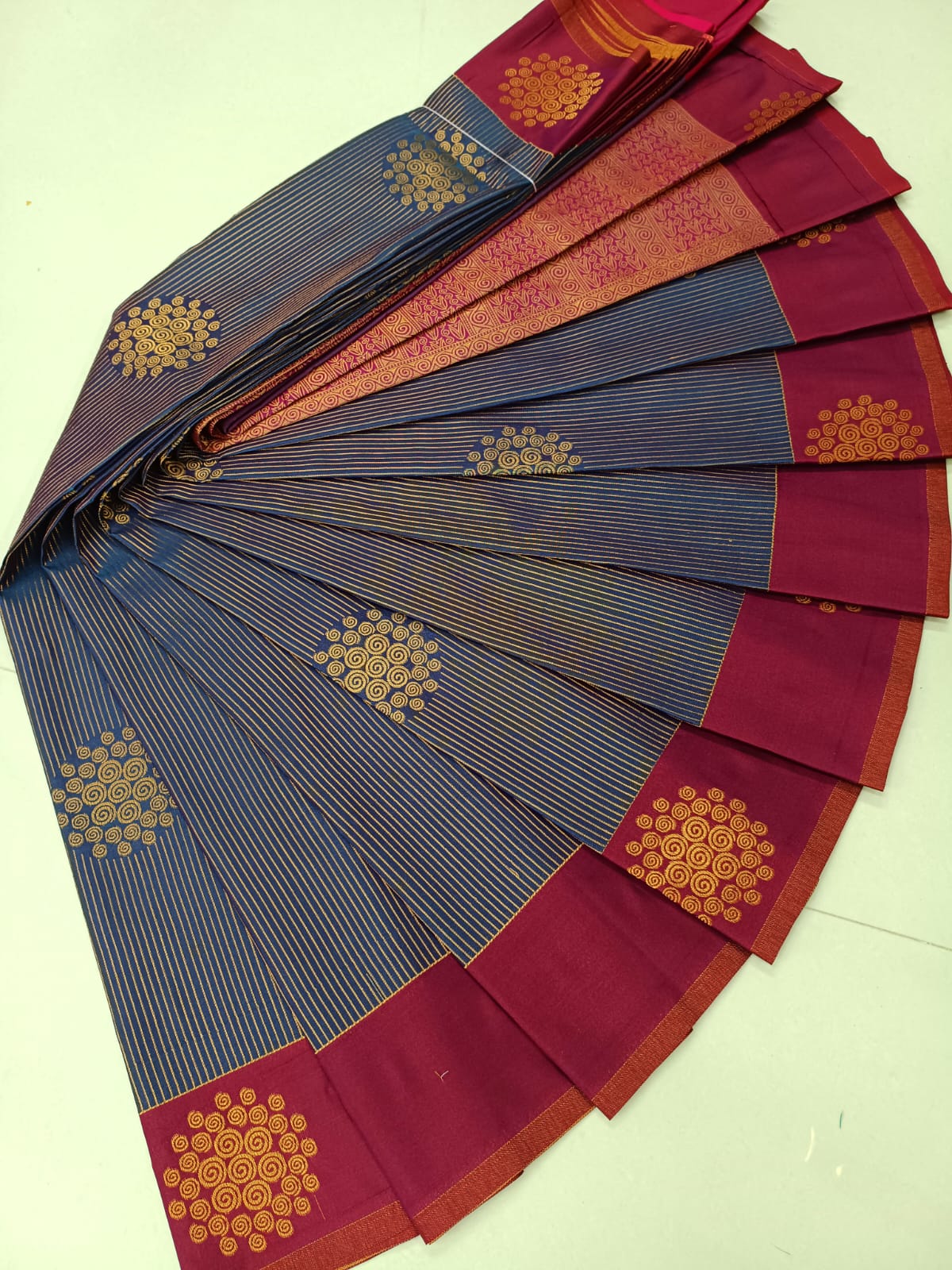 Navy Blue with Wine – Premium Soft Silk Saree
