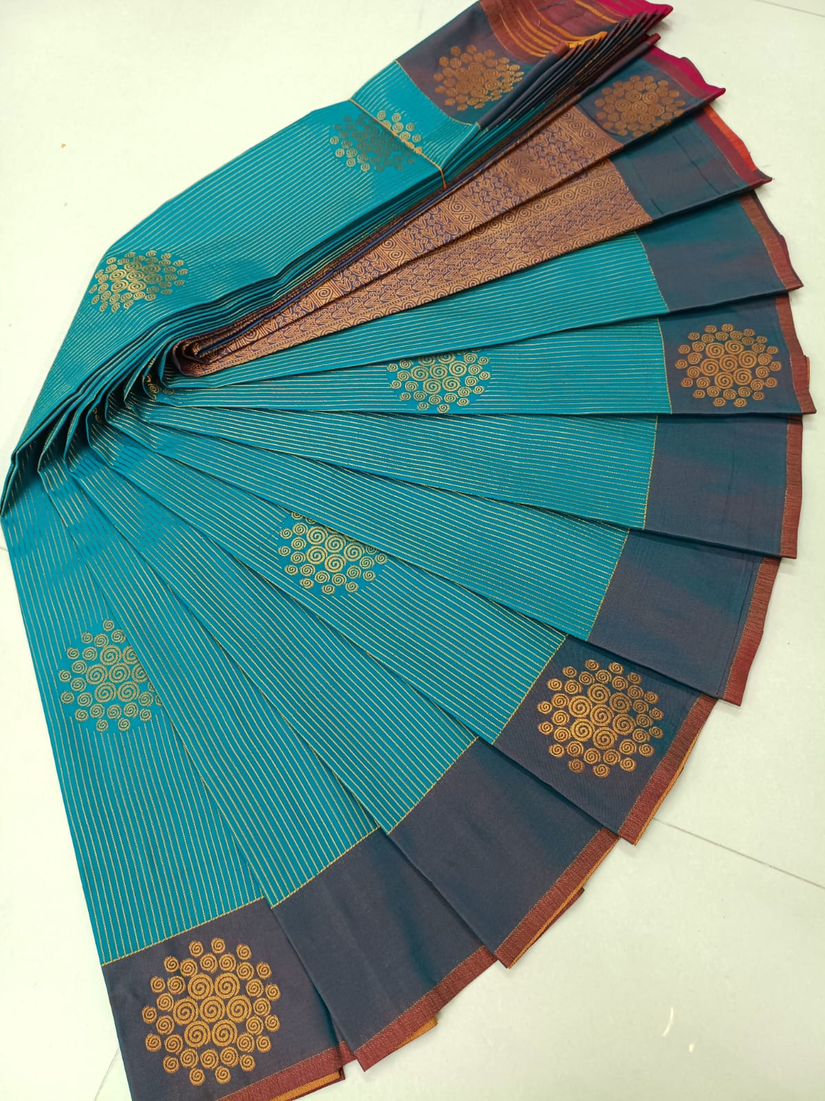 Teal Green with Maroon – Premium Soft Silk Saree