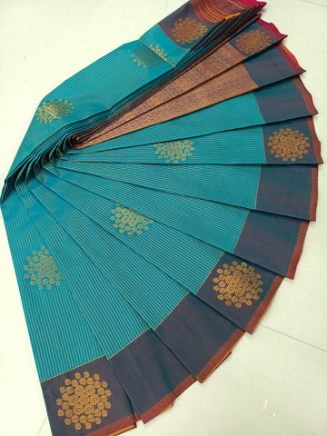 Teal Green with Maroon – Premium Soft Silk Saree