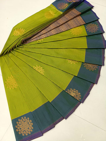 Chutni Green with Blue – Premium Soft Silk Saree