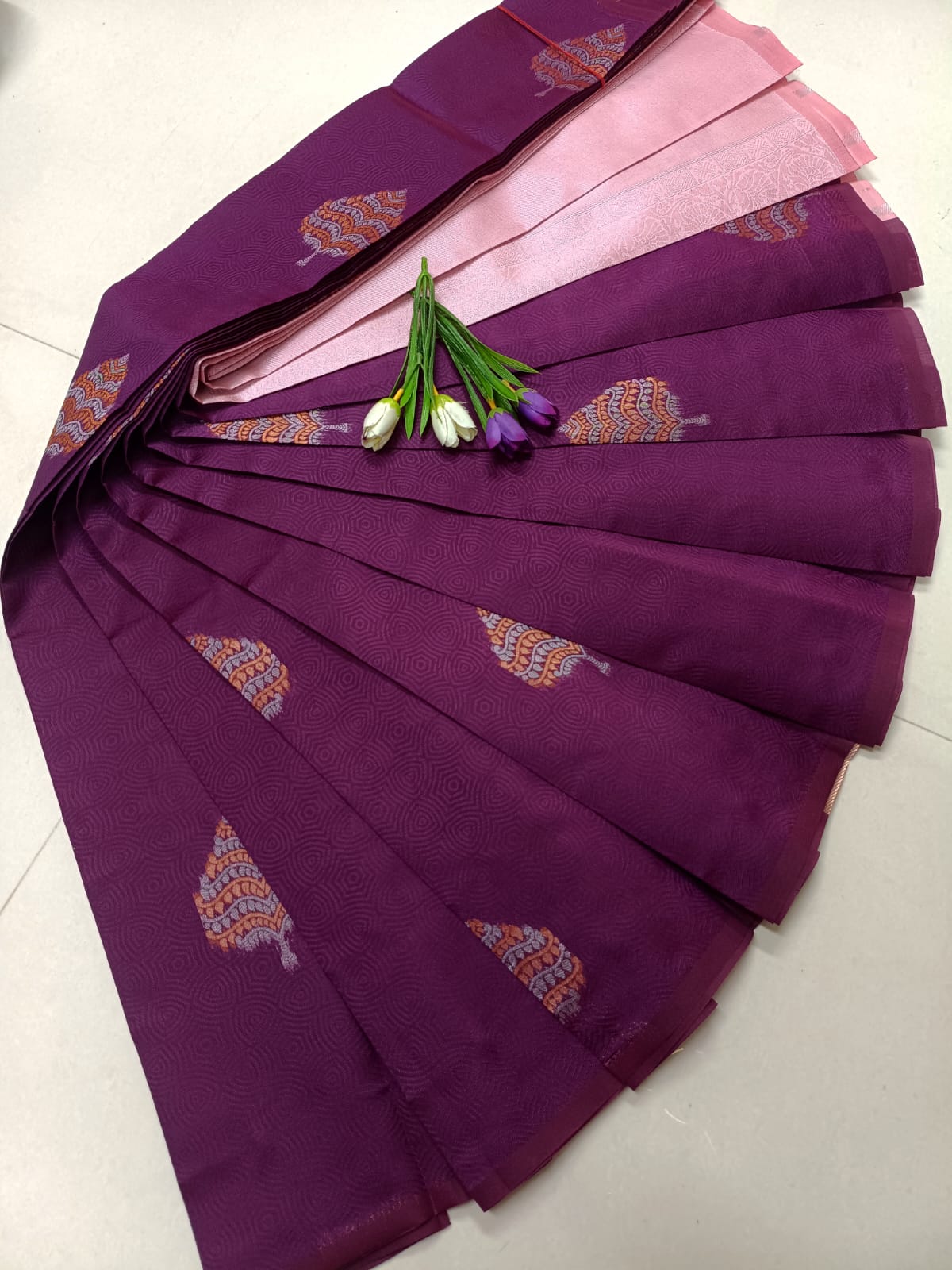 Jemmi Gold – Purple Soft Silk Saree