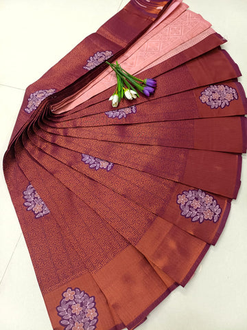 Tissue Soft Silk Saree – Elegant Big Flower in Nagapalam
