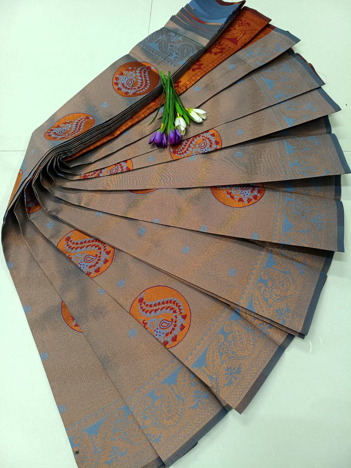 Tissue Soft Silk Saree – Elegant PEACOCK Design in Sky Blue