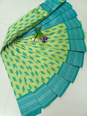 Lime Yellow – Soft Silk Saree with Traditional Woven Motifs