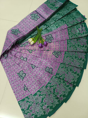 Purple Green – Soft Silk Saree with Traditional Woven Motifs