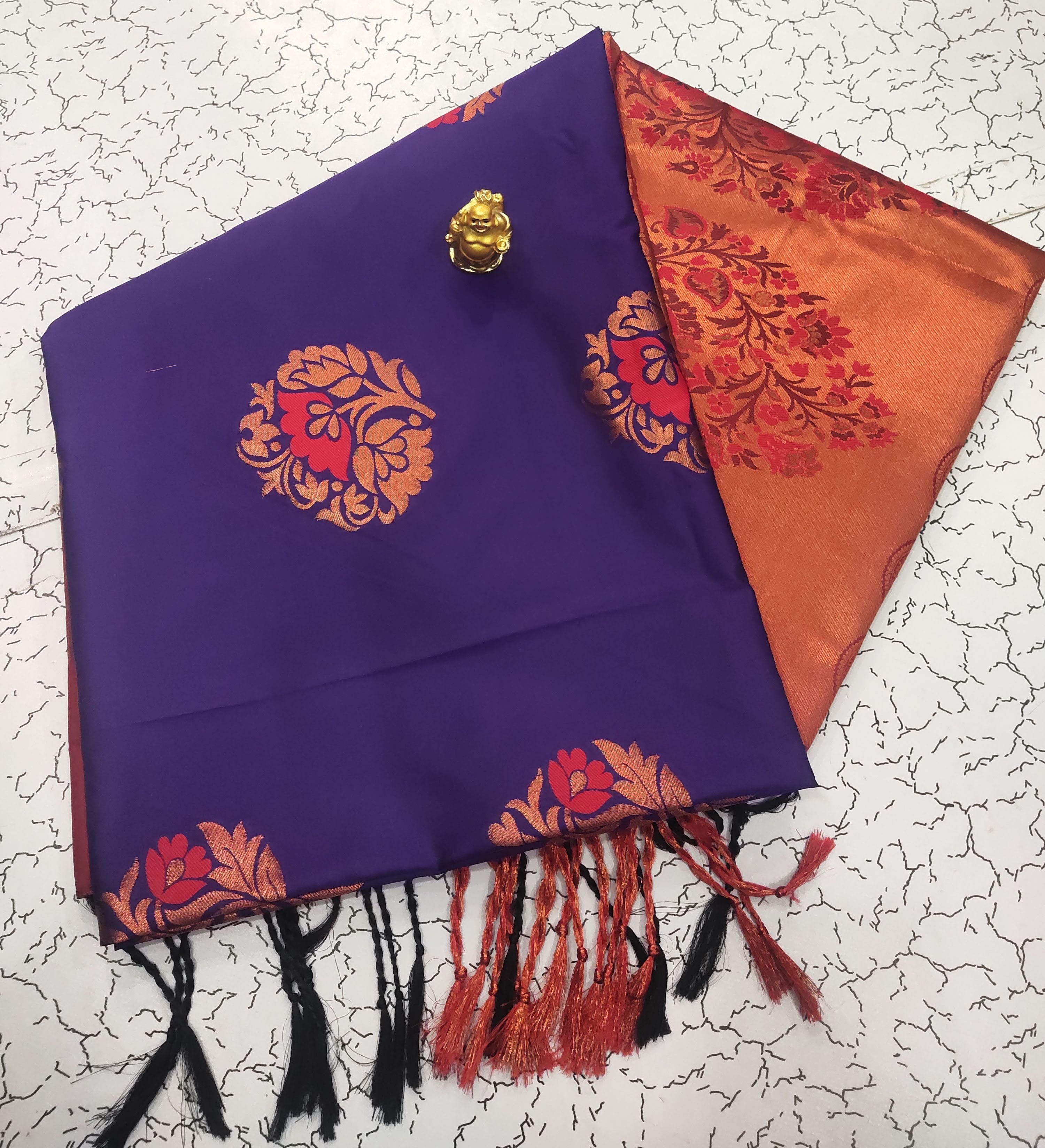 Violet Meena Butta Soft Silk Saree