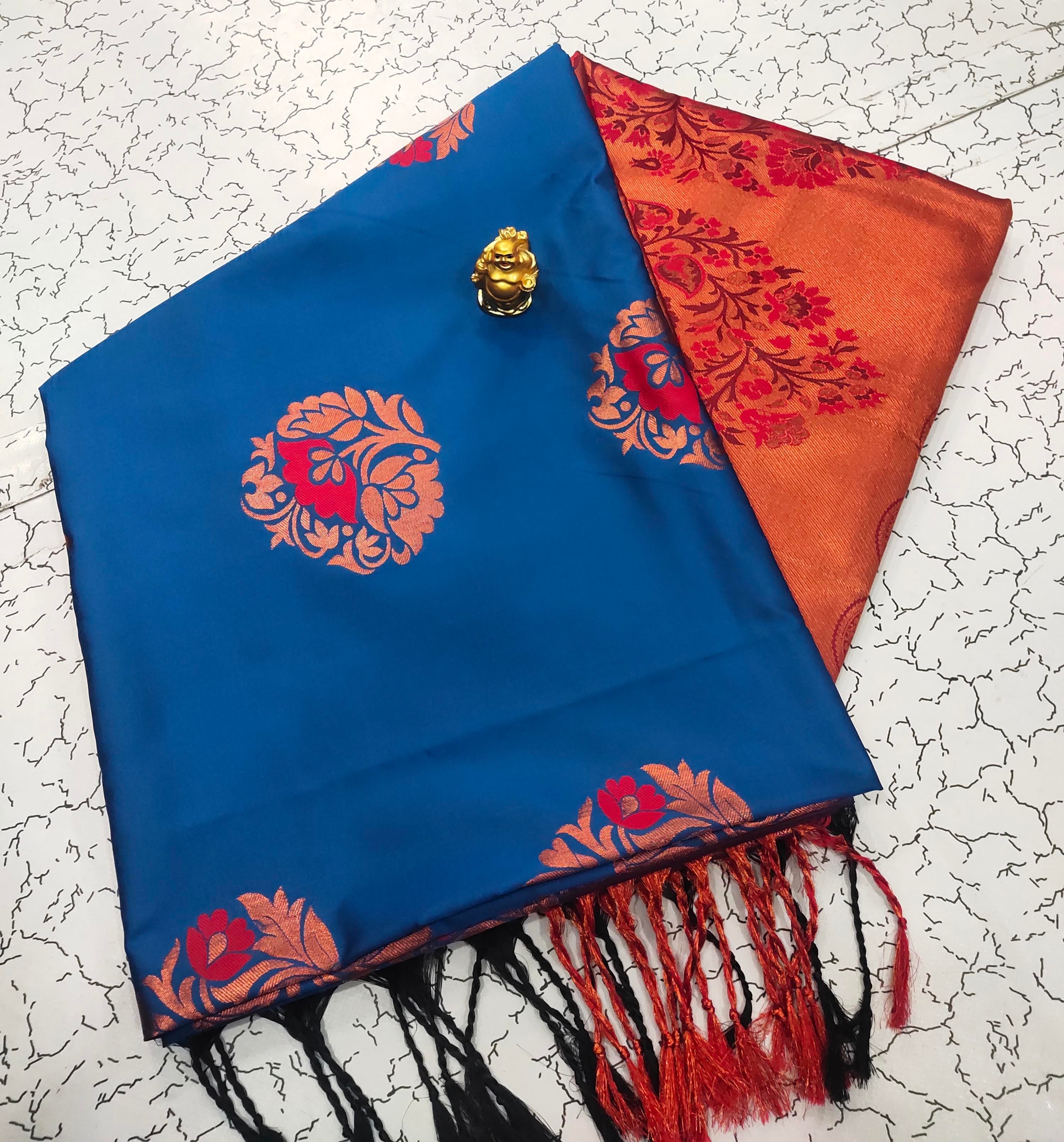 Dark Anandha Meena Butta Soft Silk Saree