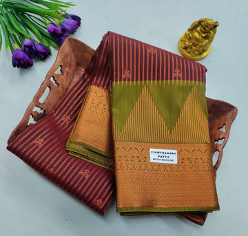 Exclusive Vaira Oosi Soft Silk Saree – Maroon with Gold