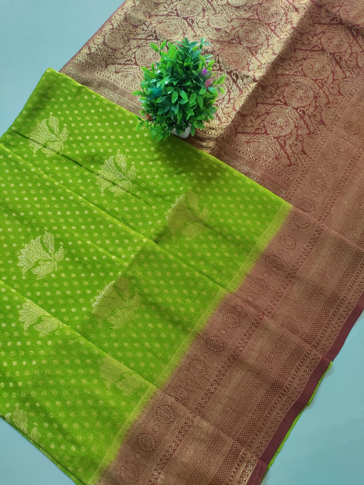 ✨ Elegant Joragat Visco – Mehandhi Green Meroon Grace