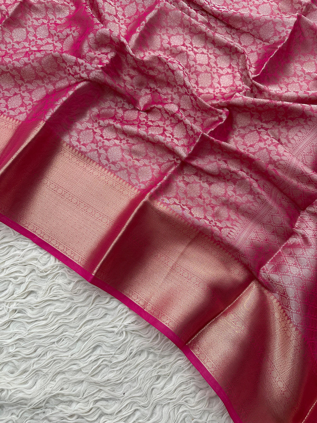 Pink Premium Wedding Banarasi Soft Silk Saree