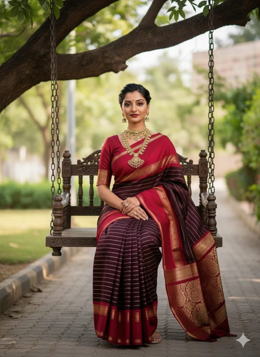 Classic Heritage – Kattan Silk Saree (Maroon Colour)
