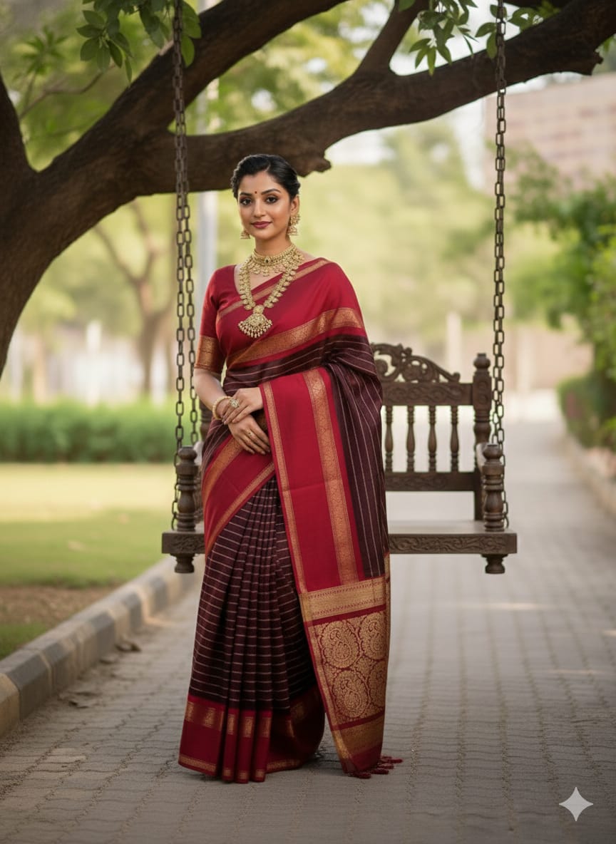 Classic Heritage – Kattan Silk Saree (Maroon Colour)
