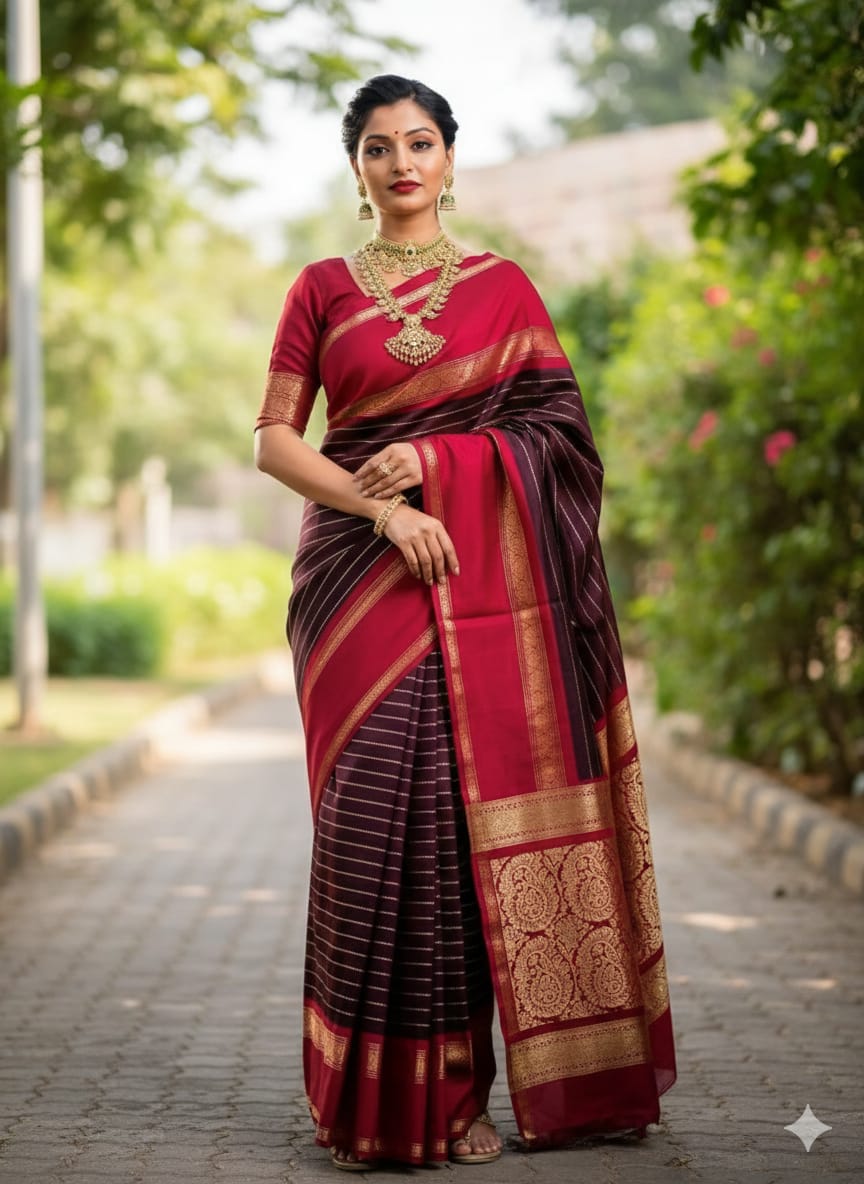 Classic Heritage – Kattan Silk Saree (Maroon Colour)