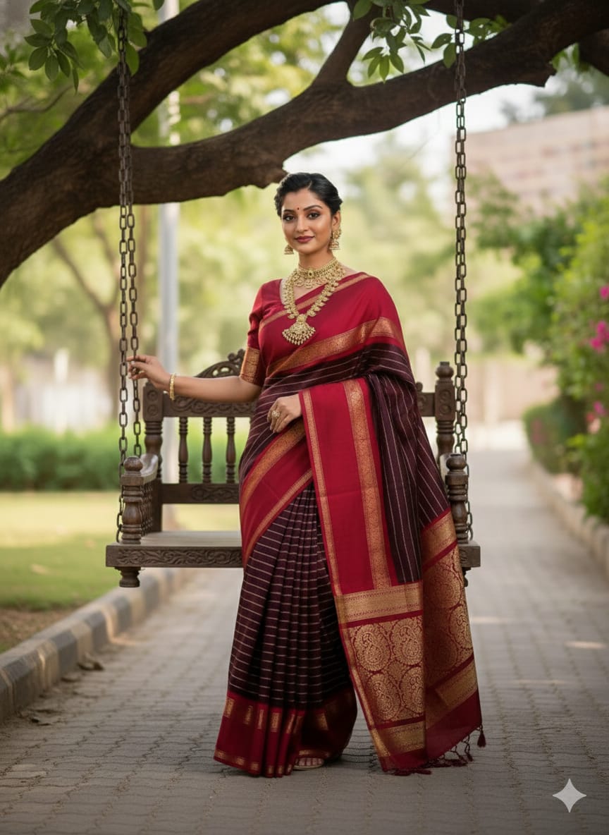 Classic Heritage – Kattan Silk Saree (Maroon Colour)