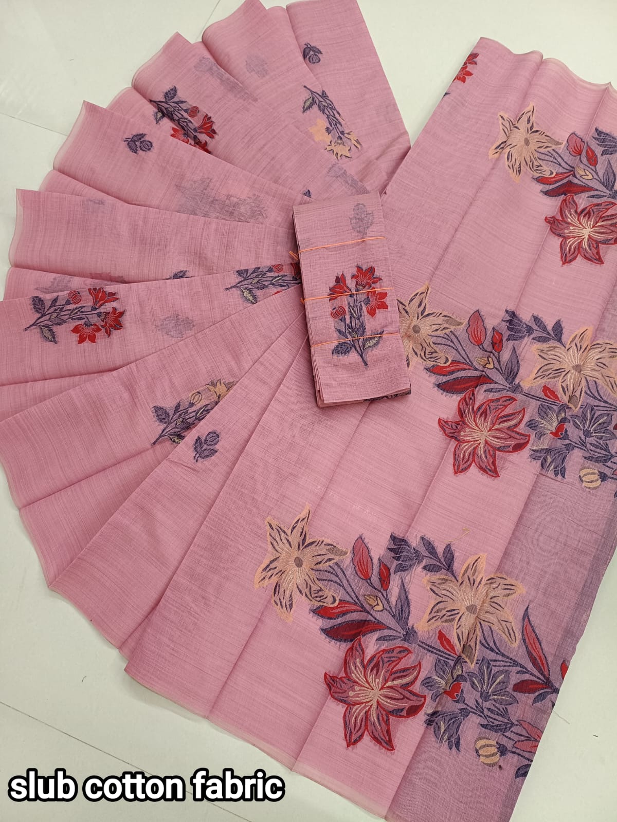 Pink – Premium Slub Cotton Saree