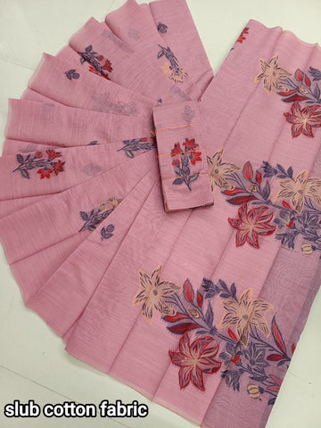 Pink – Premium Slub Cotton Saree