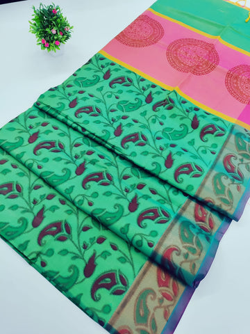 🧵 Pochampalli – Soft Silk Printed Saree